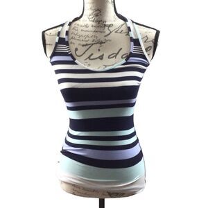 Women’s Lululemon Cool‎ Racerback Discovery White Stripe Deep Indigo Tank